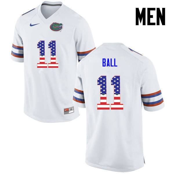 NCAA Florida Gators Neiron Ball Men's #11 USA Flag Fashion Nike White Stitched Authentic College Football Jersey BSX3264PV